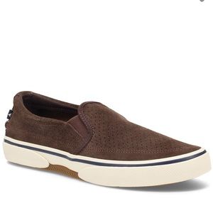 Sperry Men’s Halyard Brown Suede Slip On Sneakers